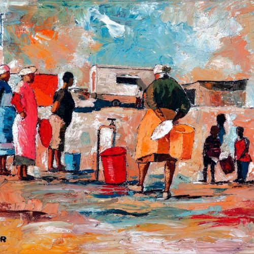 Willie Bester - Water carriers filling their buckets
