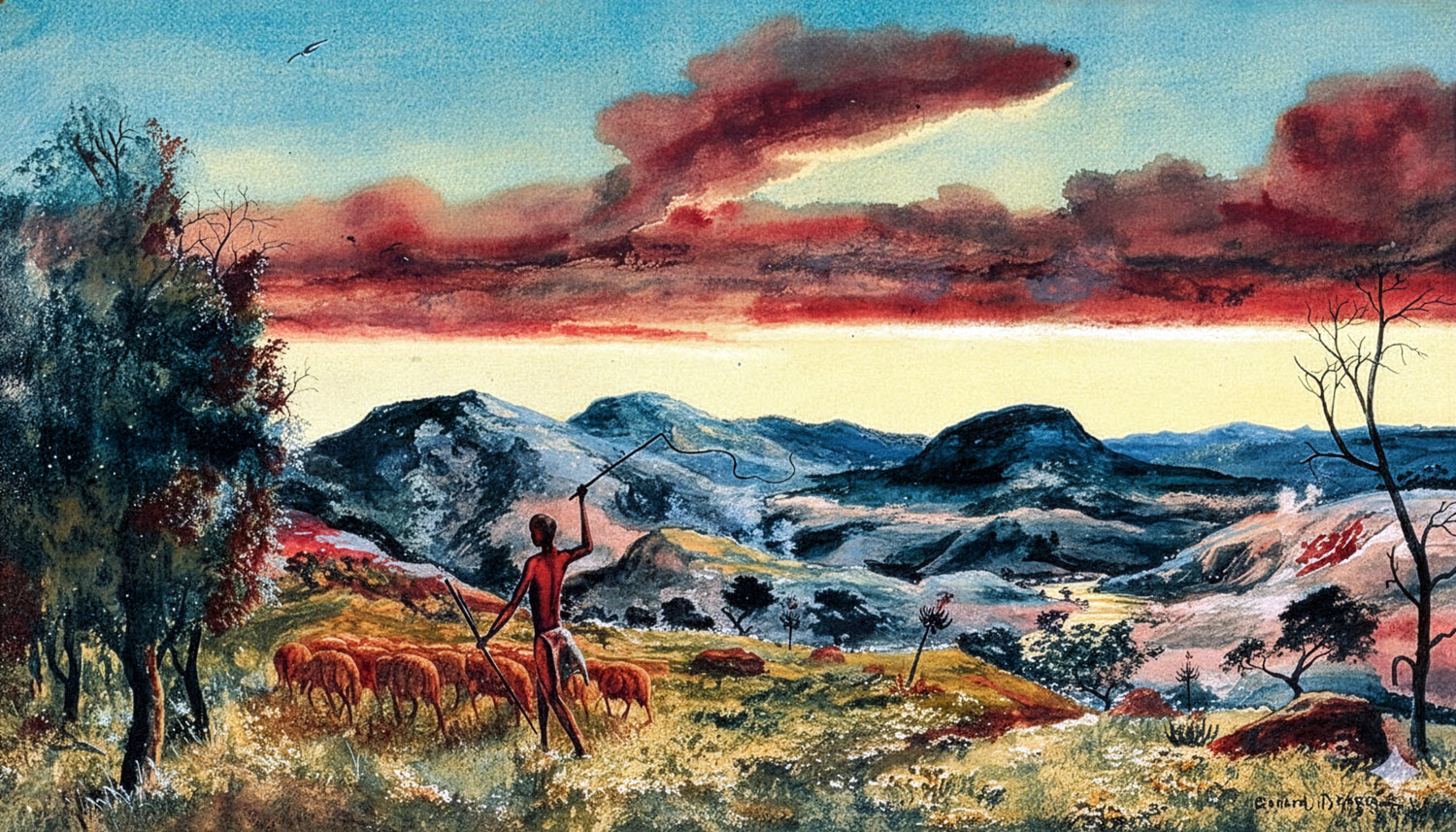 Gerard Bhengu – Young boy herding fat-tailed sheep