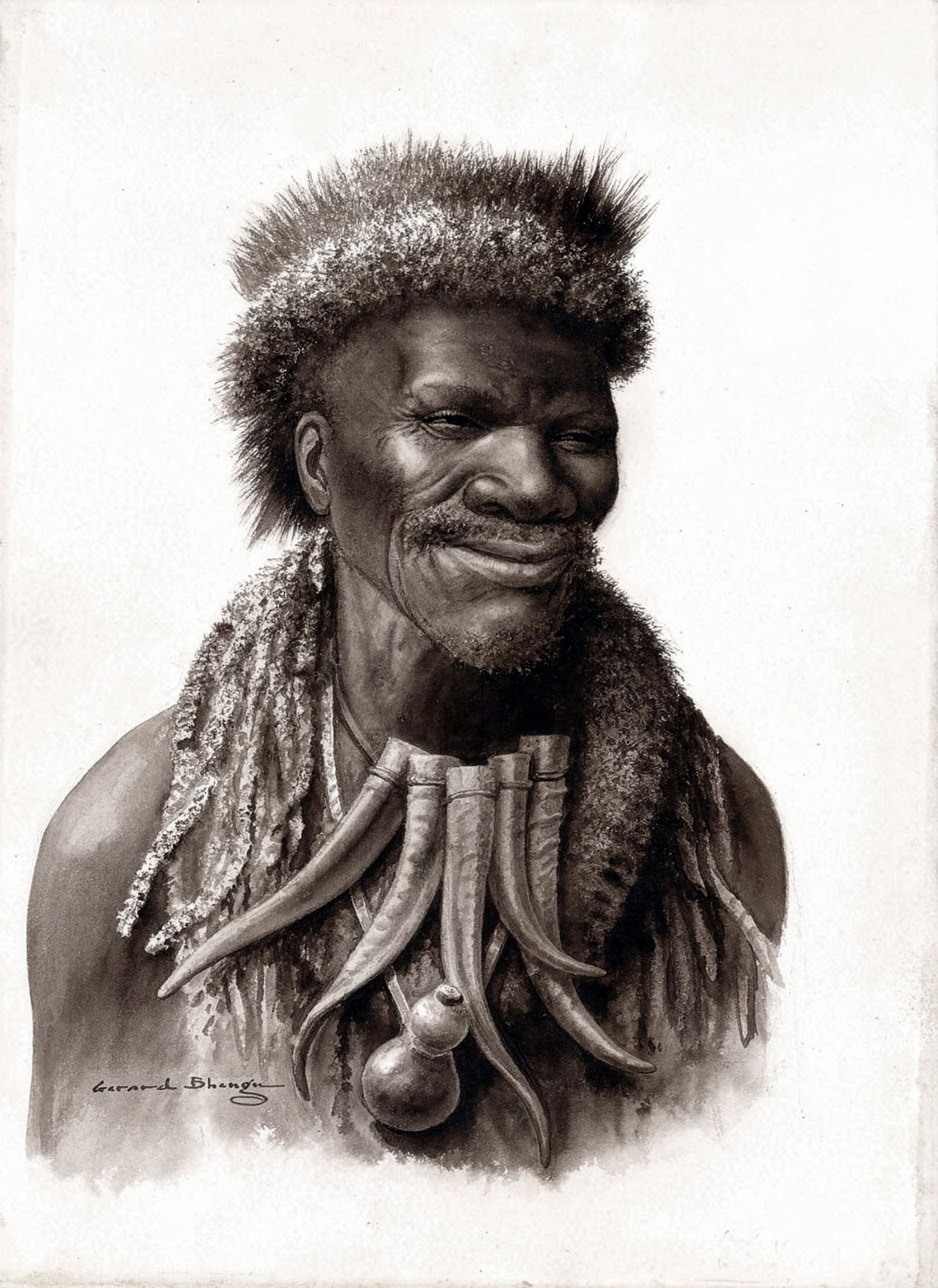 Gerard Bhengu – Portrait of a smiling Inyanga