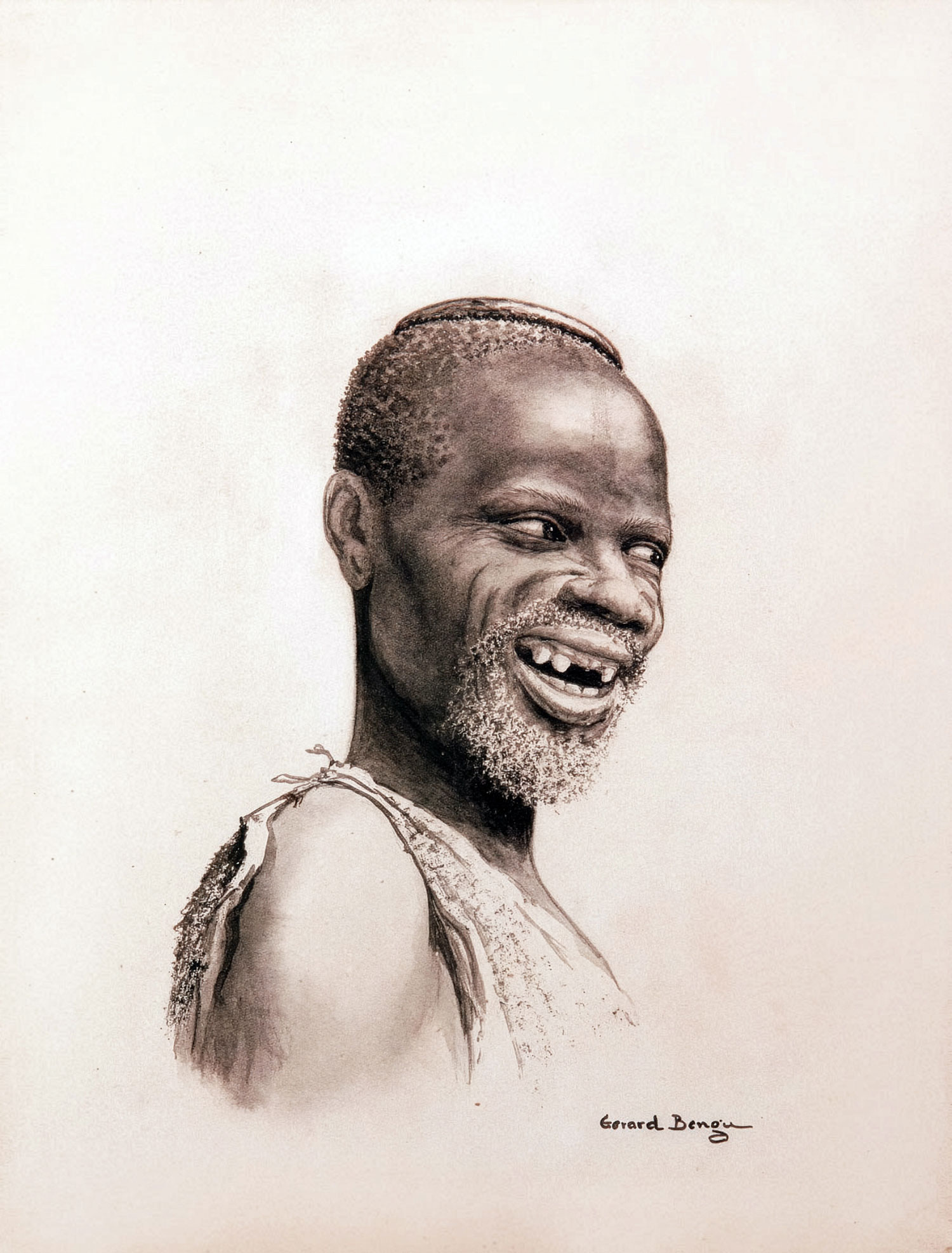 Gerard Bhengu – Portrait of a smiling gap-toothed Zulu man with headring