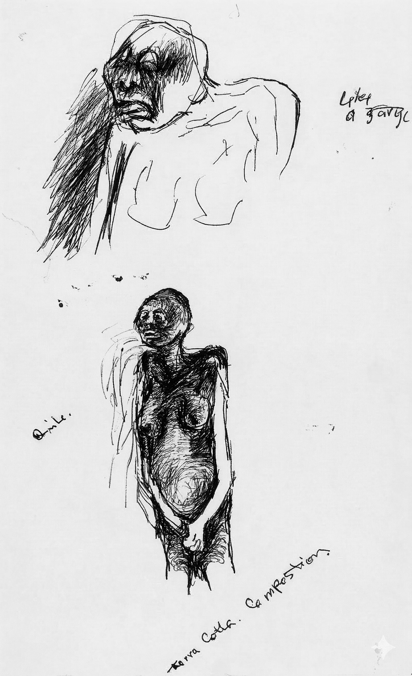 Dumile Feni – Untitled No. 91 (Study of woman’s head and torso)
