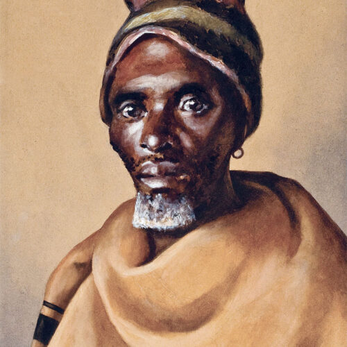 Constance Greaves – Portrait of a Man in a cap and a blanket
