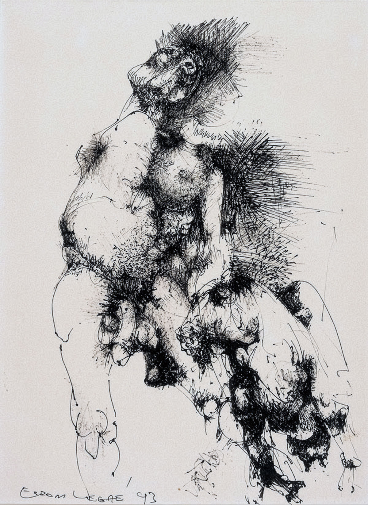 Ezrom Legae – Male nude with goat (1993)