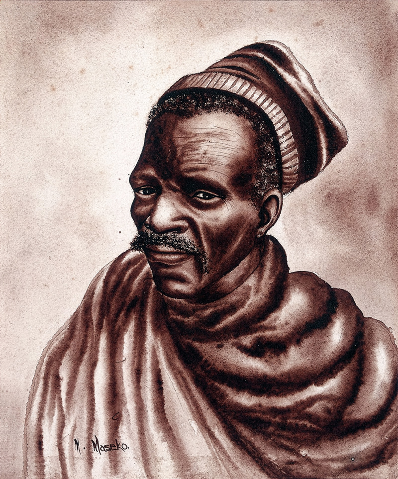 Mizream Maseko – Portrait of a man with a woollen cap and blanket