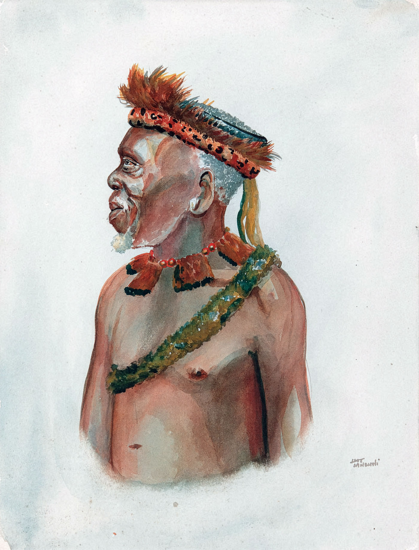 Simon Mnguni – Zulu man with leopard skin headdress