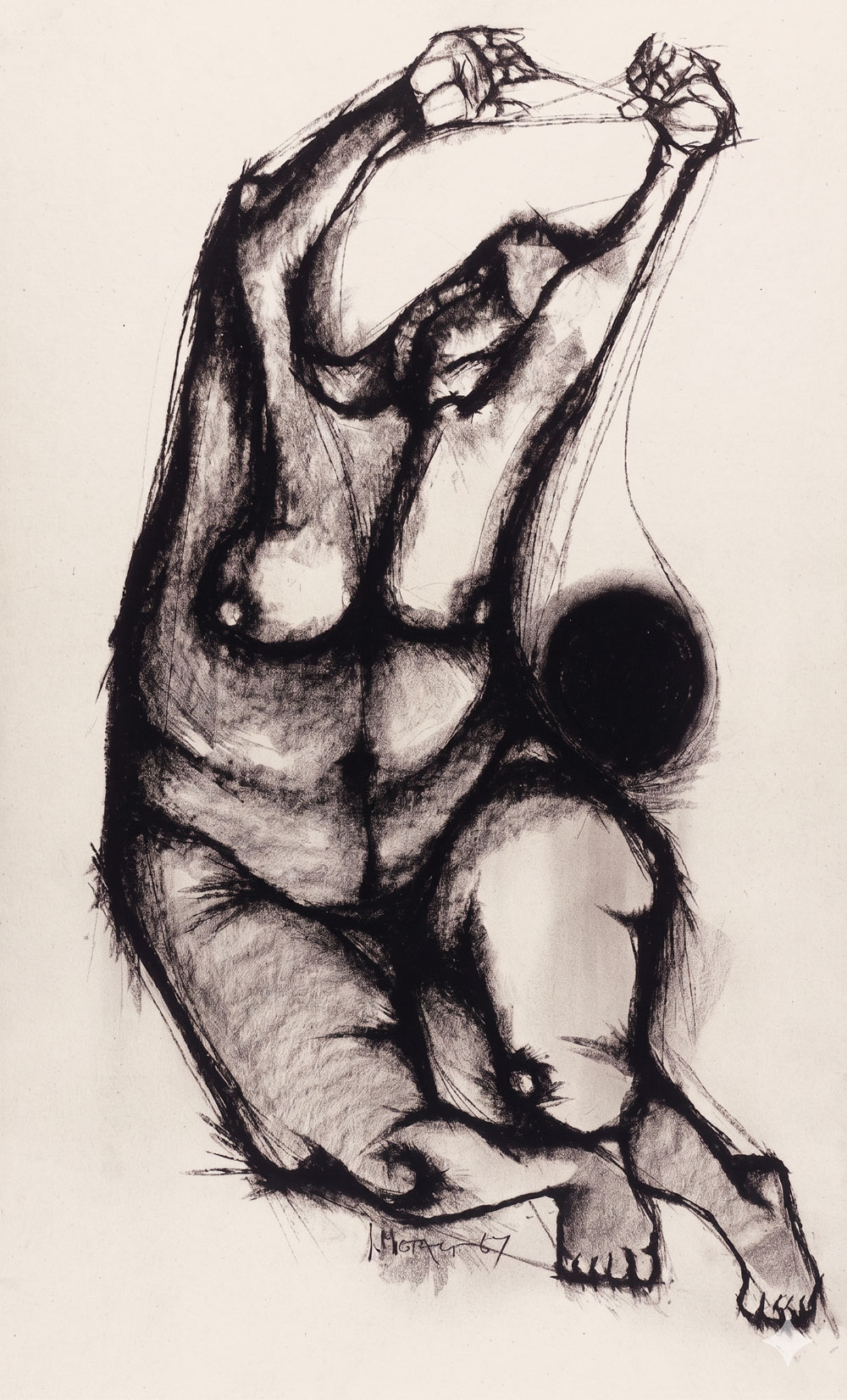 Julian Motau – Nude woman with yoyo (1967)
