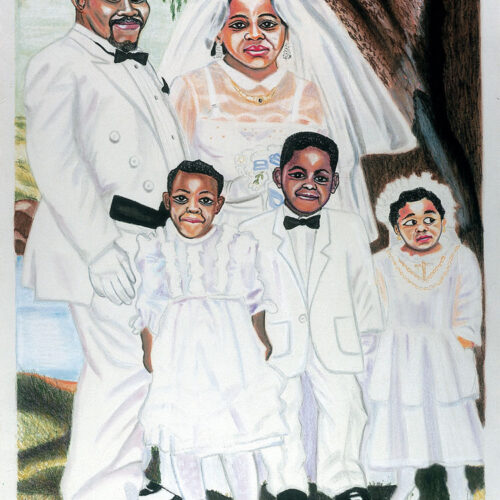 Tommy Motswai – The artist man Tommy and Evelyn, children Lenyalo at lake from Florida Park (1991)