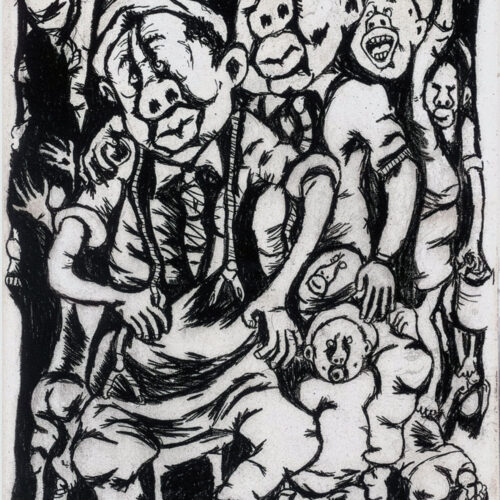 The night rider (2001). Oil pastel on paper, 46 x 64 cm
