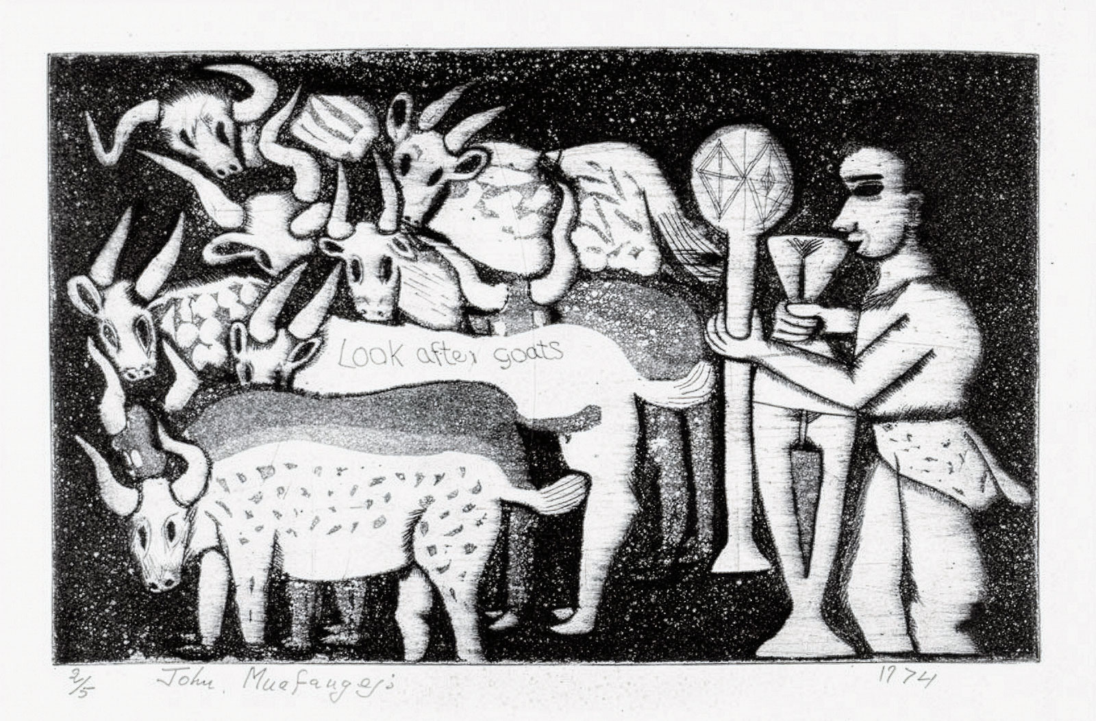 John Muafangejo – Look after Goats (1974)