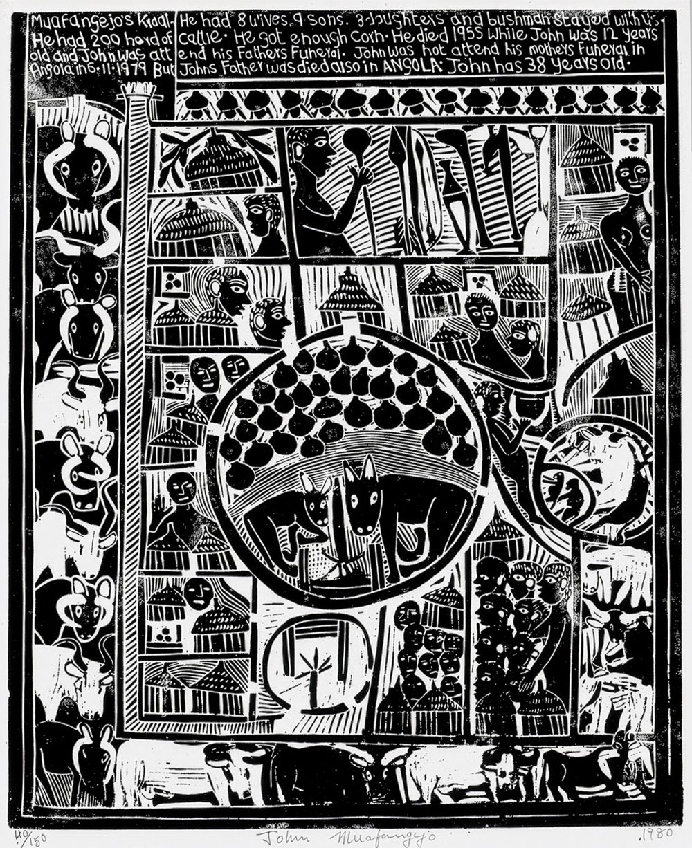 John Muafangejo – Muafangejo’s Kraal (1980)