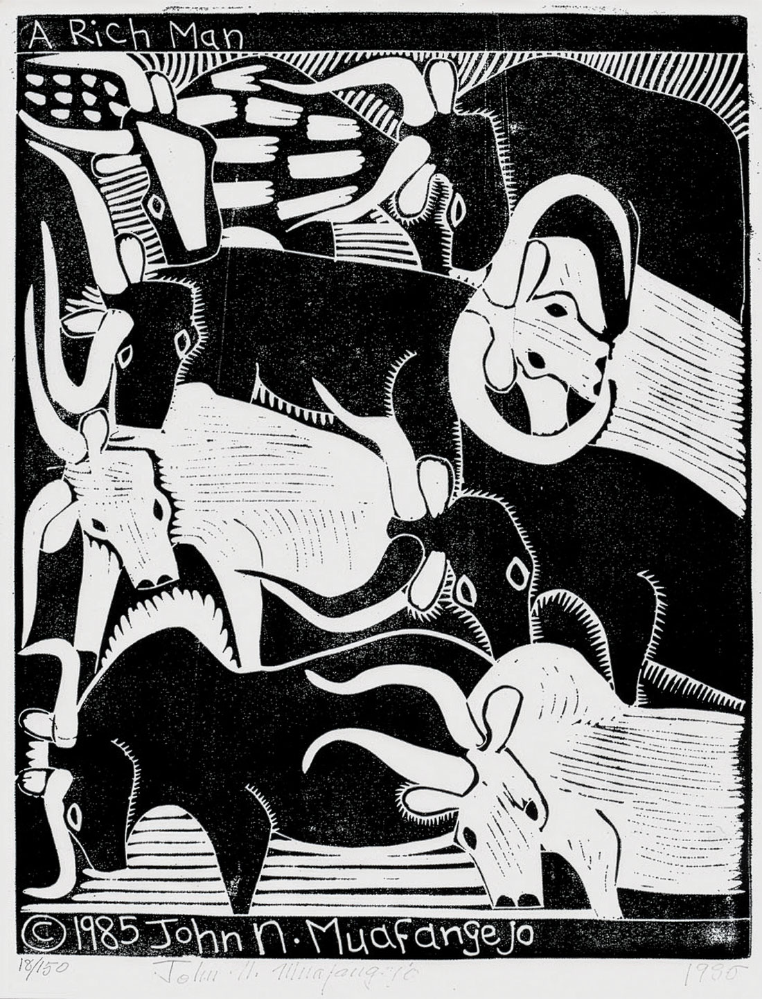 John Muafangejo – A rich man (1985)