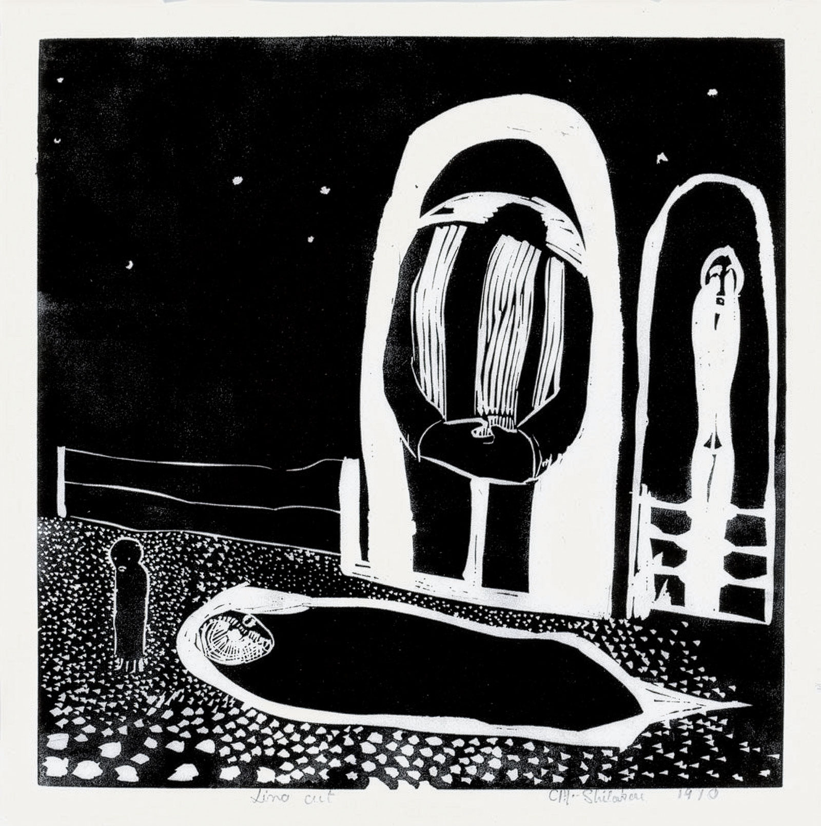 Cyprian Shilakoe – Lino cut (1970)