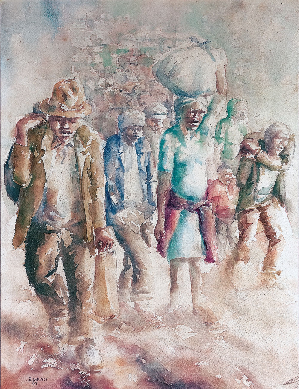 Durant Sihlali – Workers from the train Soweto (1967)